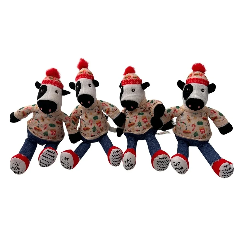 Chick-fil-A Plush Cow Holiday Christmas Sweater Set 4 12in Stuffed Animal Toy